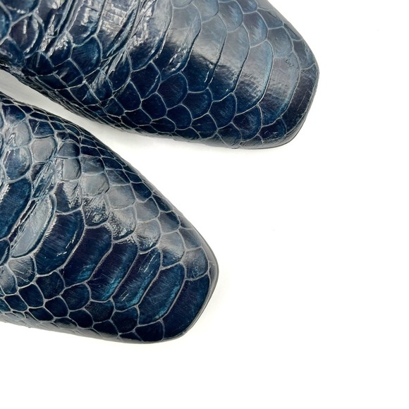 L’INTERVALLE BLUE SNAKE EMBOSSED LEATHER LOAFER BLOCK HEEL SLIP ON SHOE SPAIN 38 - Picture 9 of 13